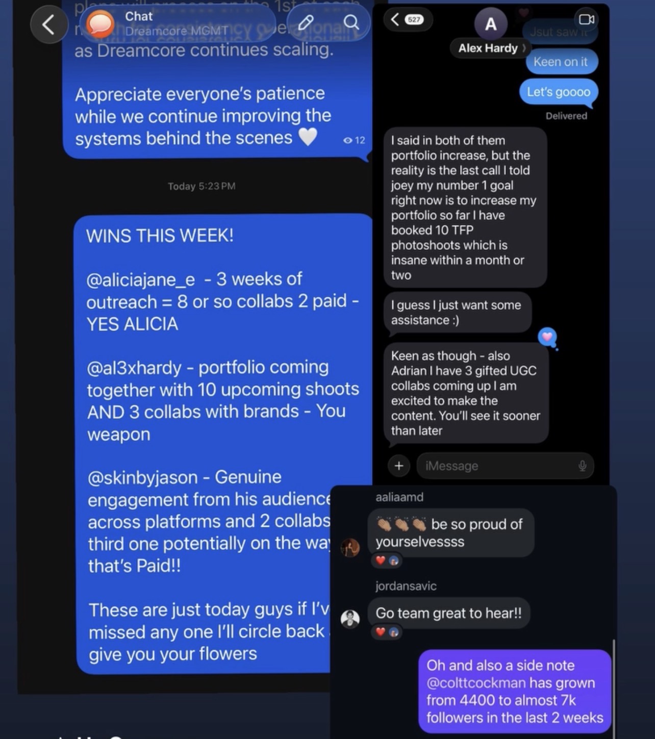 Weekly Dreamcore wins across multiple members