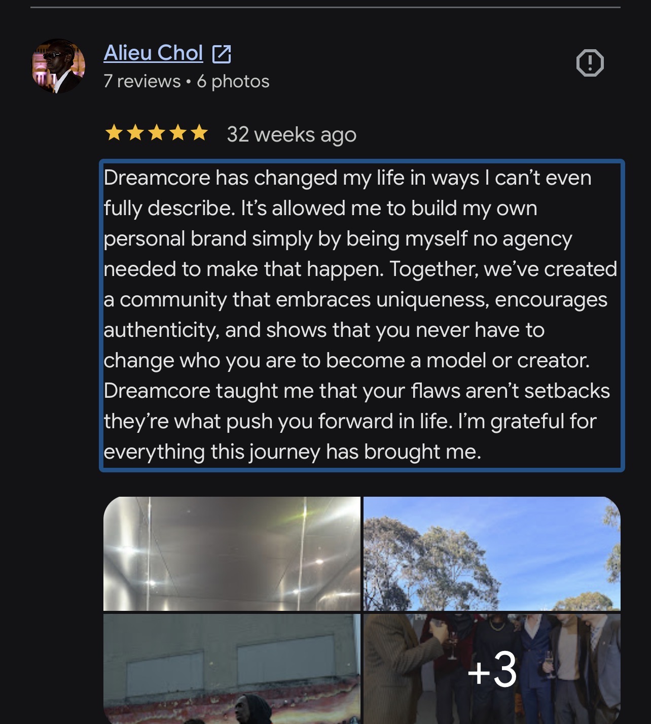Client message about building a personal brand