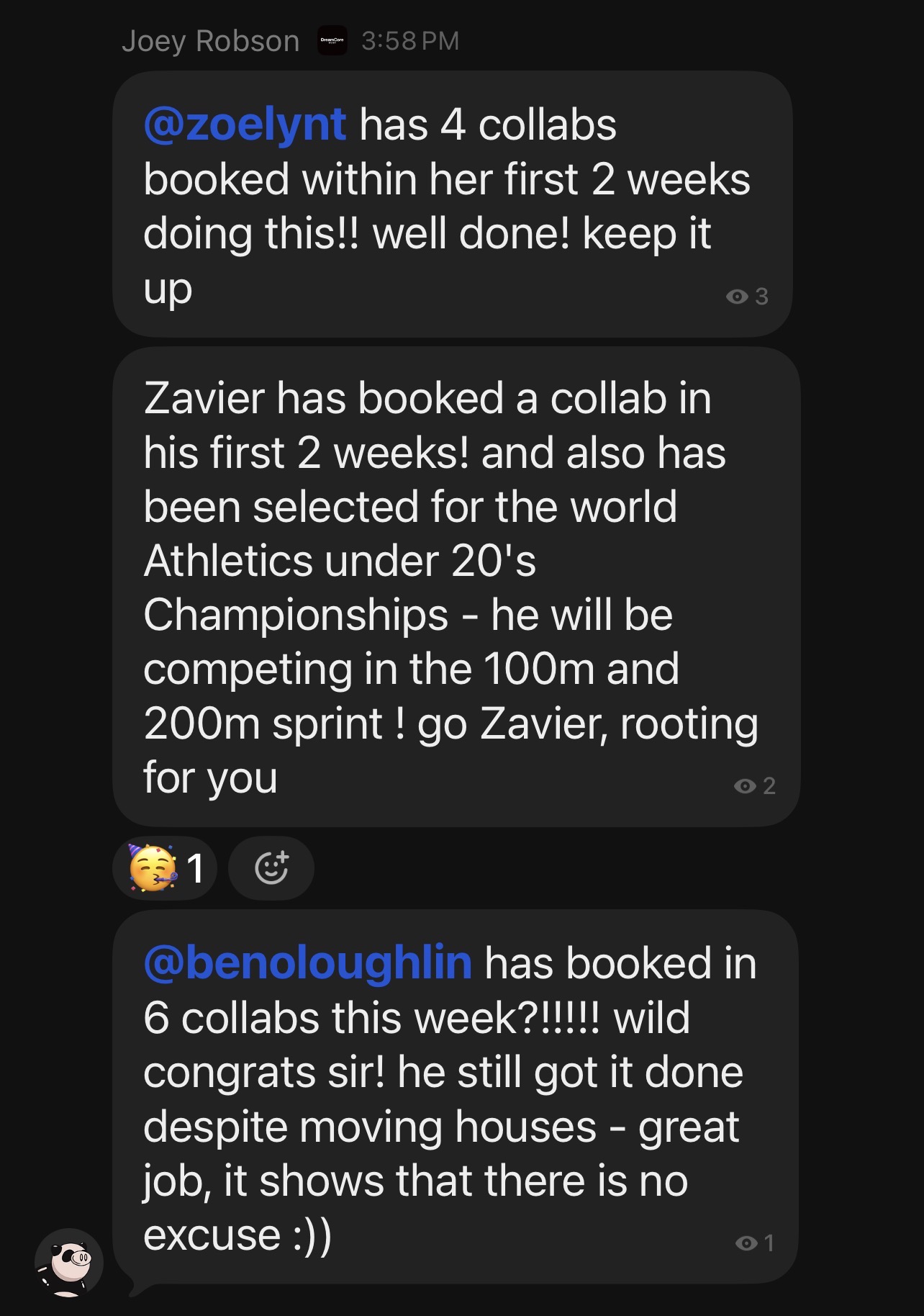 Multiple clients booking collabs within their first weeks