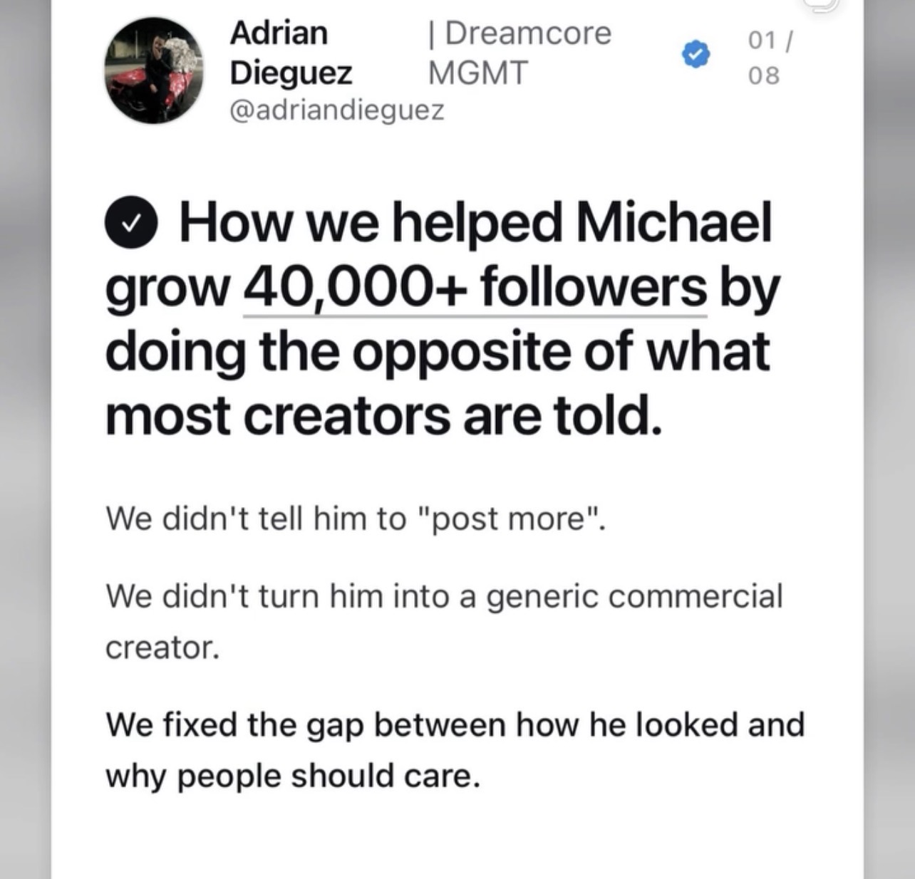 Case study — how Michael grew 40,000+ followers